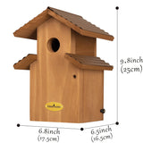 Cedar Comfy Mansion Bluebird House for Outside,2 Layers Metal Roof Water Proof, Outdoor Lifetime Durability Solid Cedar Wood Bird House for Pole, Secure Latch, Updated 1.5" Hole Size CEDAR ALPHA
