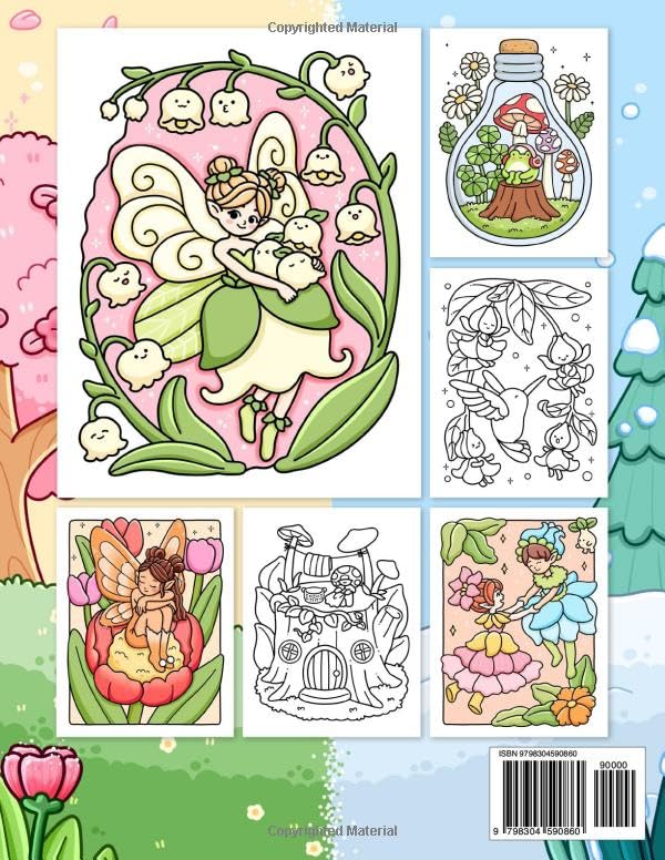 Fresh Glow: Coloring Book for Adults and Teens with Cute and Easy Designs of Charming Fairies and Lovely Sprites Enjoying Spring Moments, Cozy Drawings for Relaxation (Cute & Easy Coloring) WoodArtSupply