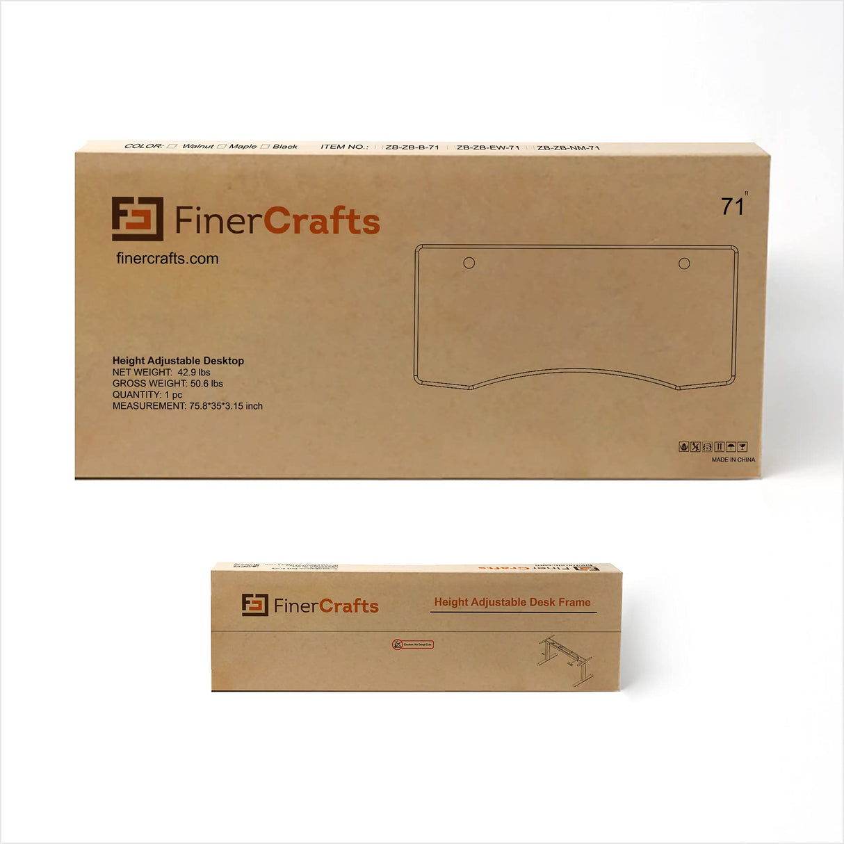 FinerCrafts Electric Standing Desk 71 x 32 Inches Dual-Motor Height Adjustable Desk Electric Sit Stand Desk Home Office Desks Whole Piece Desk Board (Natural Maple Desktop/White Frame) FinerCrafts