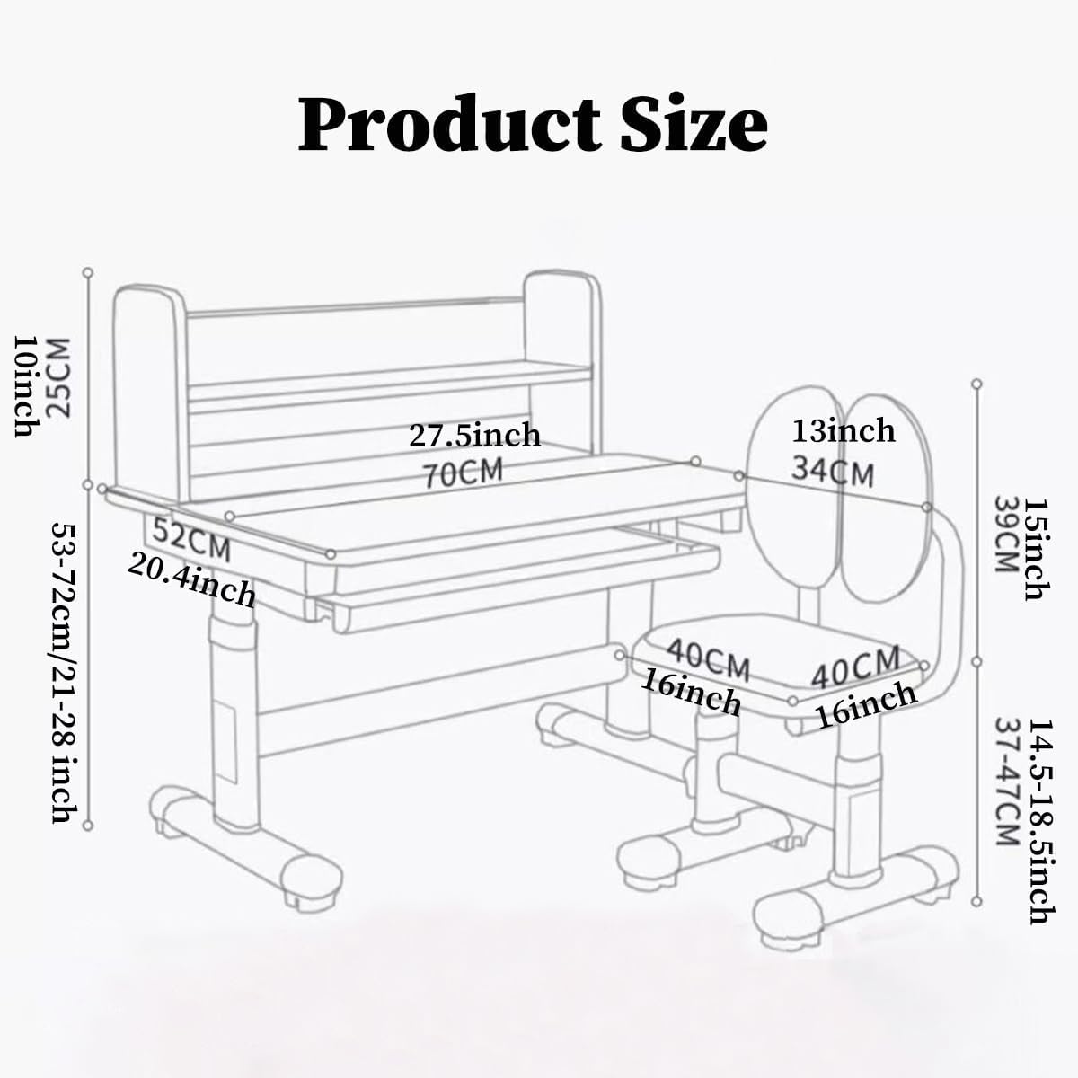 Kids Functional Study Desk and Chair Sets Ergonomic Height Adjustable Children School Study Desk 3-18 Years Boy and Girl Study Table and Chair Set with Tilt Desktop,LED Light for Reading,Writing SMIXLVY