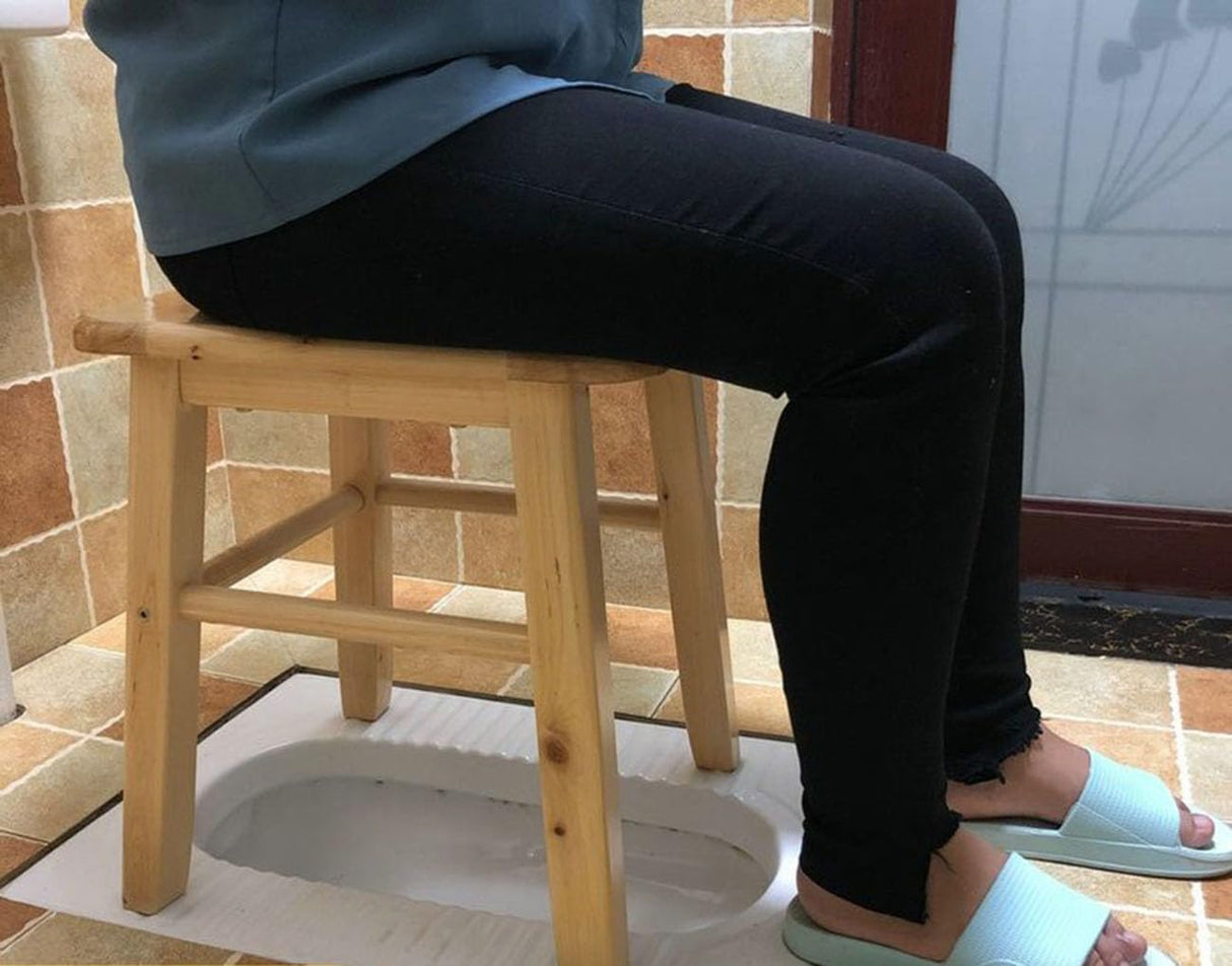 MOGUOBIN Wooden Steam Seat with Four Legs,Yoni Steam Chair,Yoni Steam Pot,Three-Dimensional Toilet,Heavy Bathroom Anti-Skid Shower Stool,Steaming Chair V Steam at HOM Eattachment 15.7" H (No Steamer) MOGUOBIN