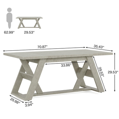 Tribesigns 70.9" Executive Desk, Farmhouse Home Office Desk with Double X-Shaped Base, Wood Large Computer Desk Writing Desk Small Conference Table, Gray - WoodArtSupply