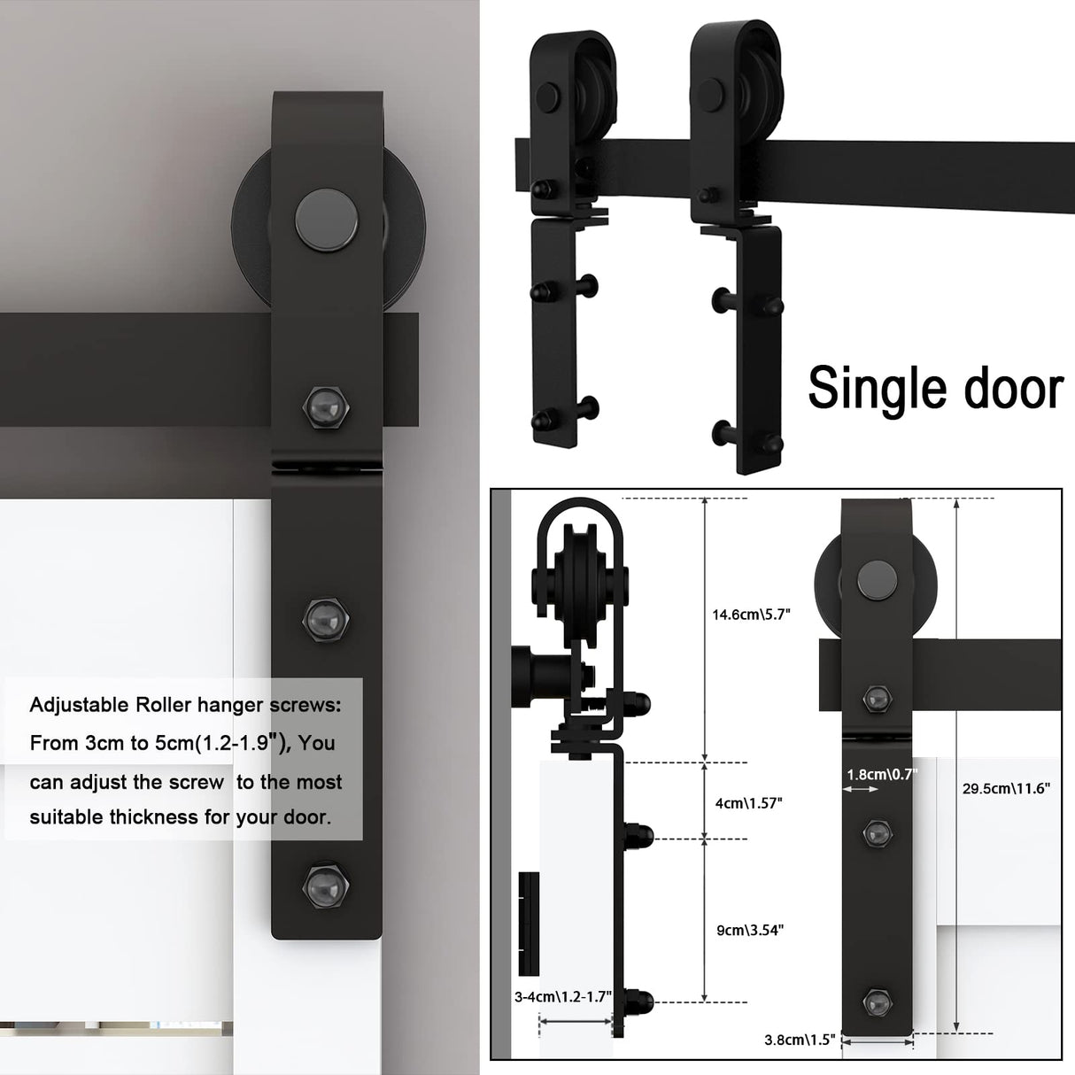 BONIKLUBA 40" Bi-folding Sliding Barn Door Hardware Kit for 2 Doors,Smoothly&Quietly,Black Track J Shape Roller-[Doors not included] BONIKLUBA