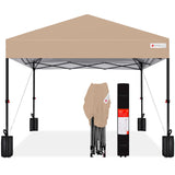 Best Choice Products 8x8ft 1-Person Setup Pop Up Canopy Tent Instant Portable Shelter w/ 1-Button Push, Case, 4 Weight Bags - Tan Best Choice Products