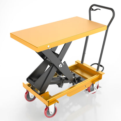 ZKH Hydraulic Lift Cart, 2200lb Capacity, 38" Max Lifting Height, Single Scissors Lift Table with Locking Wheels and Overload Bar for Safe Operations, Ideal for Material Handling and Freight Lifting