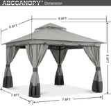 ABCCANOPY 8'x8' Outdoor Gazebo, Double Roof Patio Gazebo with and Shade Curtains, Light Gray ABCCANOPY