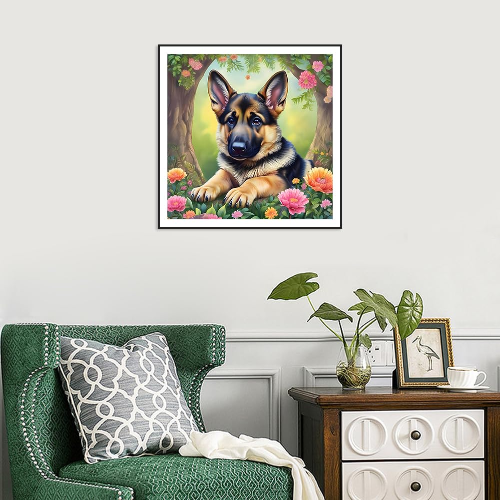 WSLWXSHM Diamond Painting Kits for Adults Dog, Animal Round Full Drill Diamond Art Kits, 5D DIY Paint with Diamonds Crafts for Home Wall Decoration Gifts 12×12Inch WSLWXSHM