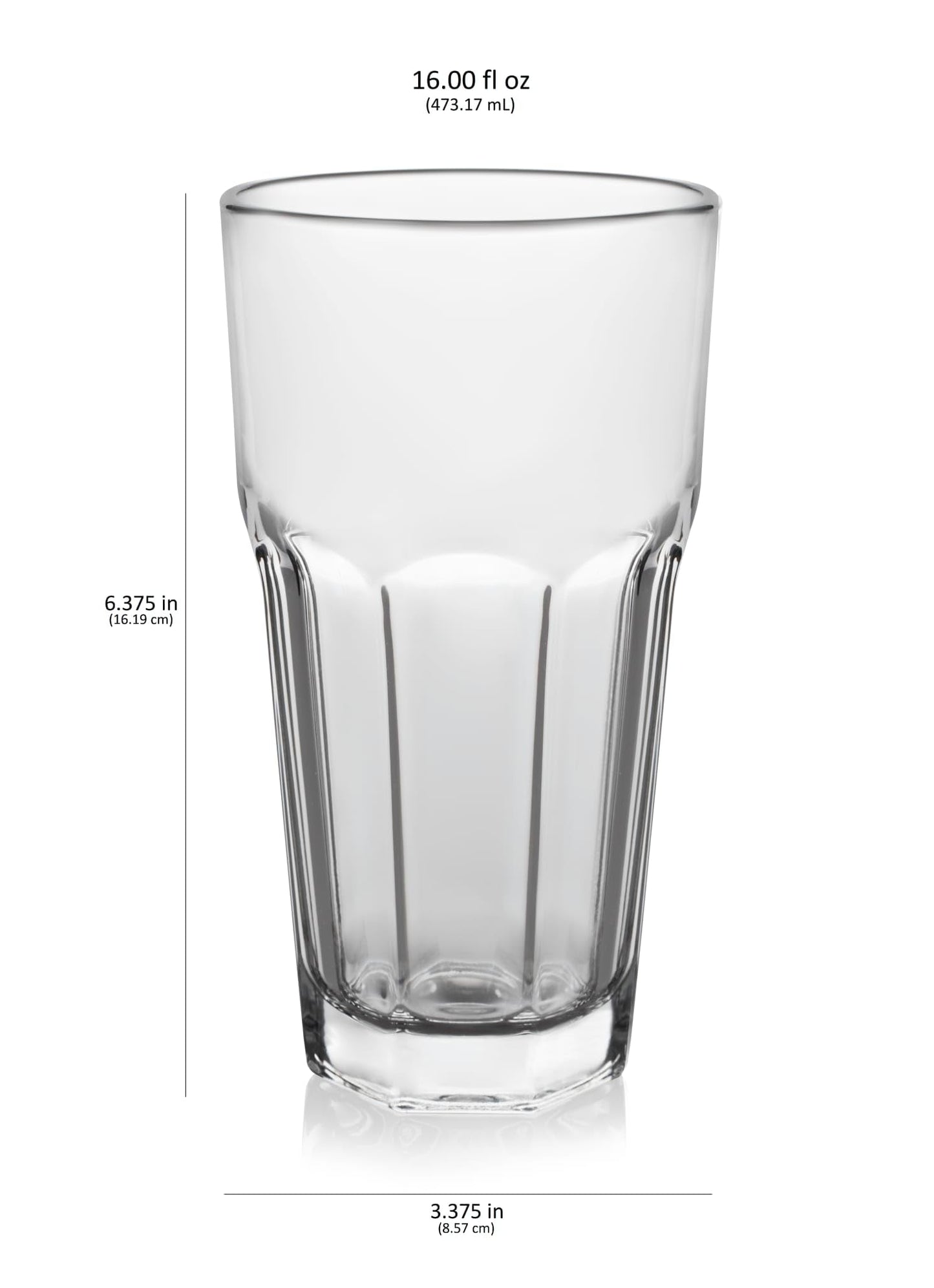 Libbey Gibraltar Tumbler Glasses, 16-ounce, Set of 12