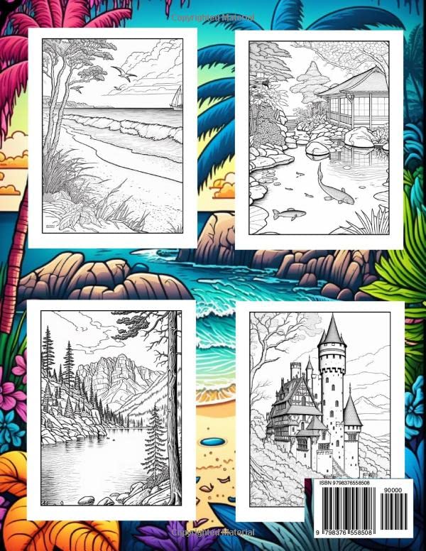 Relaxing Landscapes Adult Coloring Book: Amazing Coloring Pages for Mi ...