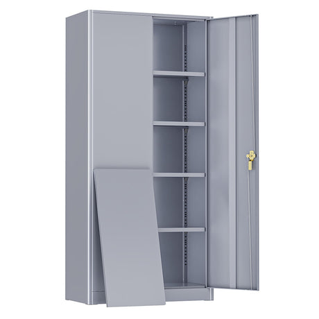 SUNCROWN Metal Storage Cabinet, 72" Locking Steel Garage Cabinets With 2 Door and 4 Adjustable Shelves, Tall Tool Cabinet for Home Office, School, Dark Grey SUNCROWN