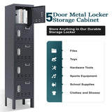 BUTISOW Metal Locker with 5 Doors,Lockers for Employees,66'' Steel Storage Locker for School,Gym, Office, Office,Garage,Lockable Metal Storage Cabinet with Hooks,Card Slots,Requires Assembly BUTISOW