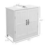 kleankin Pedestal Sink Storage Cabinet, Under Sink Cabinet, Bathroom Vanity Cabinet with Double Doors and Adjustable Shelf, White kleankin