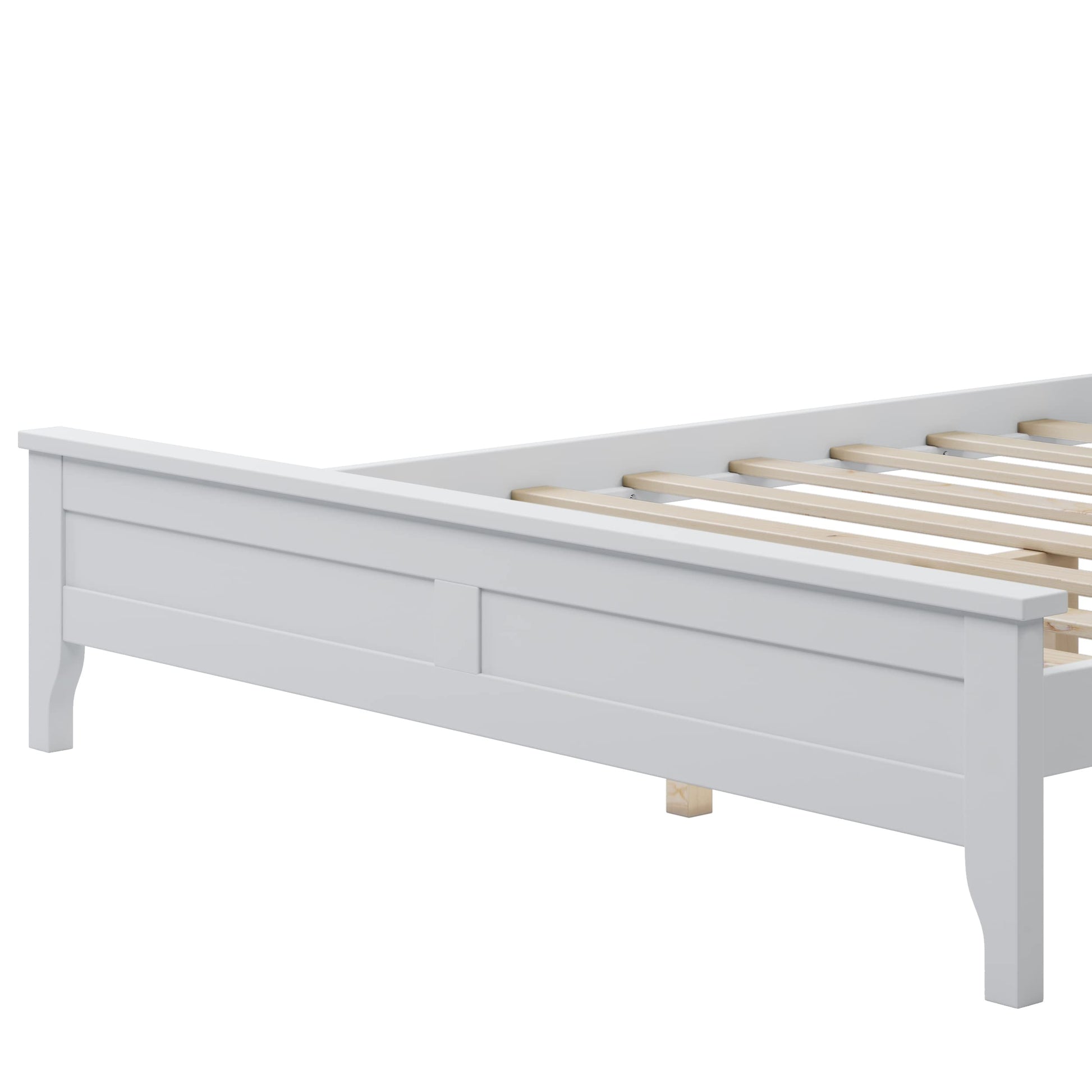 LZ LEISURE ZONE Modern Solid Wood Full Size Platform Bed with Headboard and Footboard in Pure White - WoodArtSupply