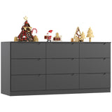 Winkalon 9 Drawer Dresser,62” Wide Chest of 9 Drawer Dresser, Modern Storage Cabinets with Large Wood Drawers for Bedroom, Living Room, Entryway, Hallway Black Winkalon