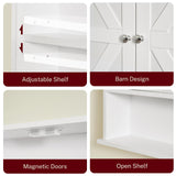 TEENFON Bathroom Wall Cabinet, Bathroom Cabinet with Barn Doors & Adjustable Shelf, Over The Toilet Storage Cabinet, Medicine Cabinet, White UNGGX001WV1 TEENFON