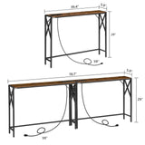 MAHANCRIS 2 Pack Narrow Sofa Table with Charging Station, 39.4" L x 5.9" W x 29" H, Skinny Console Table, Long Entryway Table, Hallway Table, Couch Table with Power Outlets, Rustic Brown CTHR151E01S2 MAHANCRIS