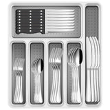 49-Piece Stainless Steel Silverware Set with Cutlery Organizer, Service for 8 with Steak Knives and Kitchen Utensils JUNLIN
