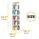 SpaceAid 5 Tier Rotating Bookshelf Tower, Spinning Bookcase Lazy Susan, Revolving 360 Book Shelf Storage Round Carousel, Vertical Rotate Turning Spiral Corner Organizer, White SpaceAid
