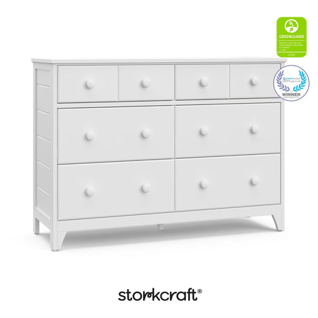 Storkcraft Moss 6 Drawer Dresser (White) – GREENGUARD Gold Certified Nursery Dresser, Safety-Focused Interlocking Drawer System, Chest of Drawers for Bedroom, Wood Craftsmanship Storkcraft