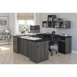 Bestar Norma U or L-Shaped Desk, 71W, Black & Bark Gray Bestar