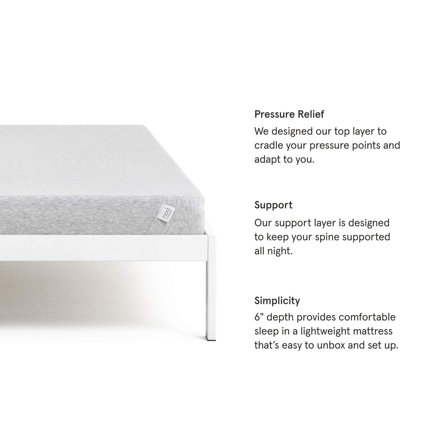 Nod by Tuft & Needle Firm 6" King Size Adaptive Foam Mattress in a Box, Breathable, Pressure Relief, Supportive, Light, 100 Night Trial, Fiberglass Free, CertiPUR-US, 10-Year Limited Warranty