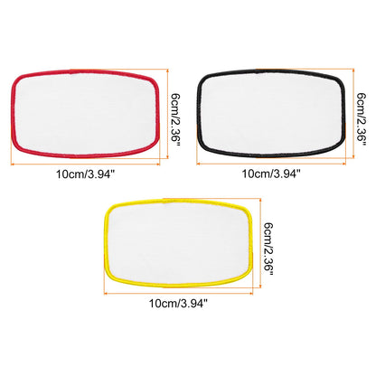 MECCANIXITY 30pcs Sublimation Patch Blank, 10x6cm/3.94x2.36 Inch Oval Rectangle Fabric Iron-on Blank Heat Transfer Repair Patch for DIY Crafts Caps Clothes, White with Black/Red/Yellow Border