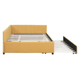 Harper & Bright Designs Full Size Upholstered Daybed with Trundle, Daybed with Wood Slats, Linen Fabric Sofa Bed Frame for Living Room Bedroom (Full, Yellow) Harper & Bright Designs