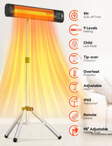 BALKO Outdoor Heaters for Patio, 9 Heating Levels, IP65 Waterproof Patio Heaters for Outdoor Use, 1500W Electric Heating Covers 400Sq.ft, 9H Timer, Tip-Over & Overheat Protection, 20FT Remote Control BALKO