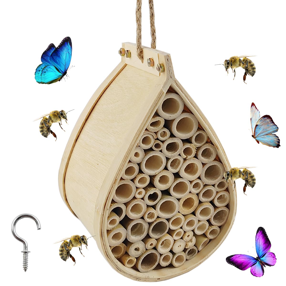 TIHOOD Mason Bee House Bees Wild Pollinator Bee Hotel Mason Bee Houses for Pollinating Bees Garden Supplies Mason Bee Houses Wooden bee House Habitat Pollinating Palace for The Garden Mason B - WoodArtSupply