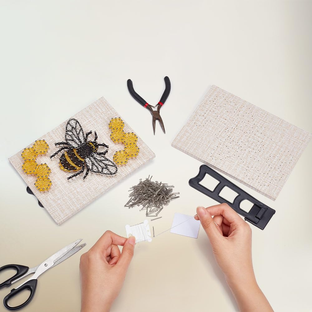 WEBBEDY 3D String Art Kit DIY Bee String Arts and Craft Kits for Adults Beginners Include All Necessary Accessories and Wooden Frame, Home Wall Decorations Unique Gift WEBEEDY