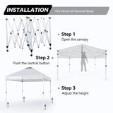 Nazhura 10' x 10' Pop Up Canopy Tent with Sand Weight Bag, Freestanding Sun Shelter for Picnic and Camping, One Person Setup and Height Adjustable (White) Nazhura