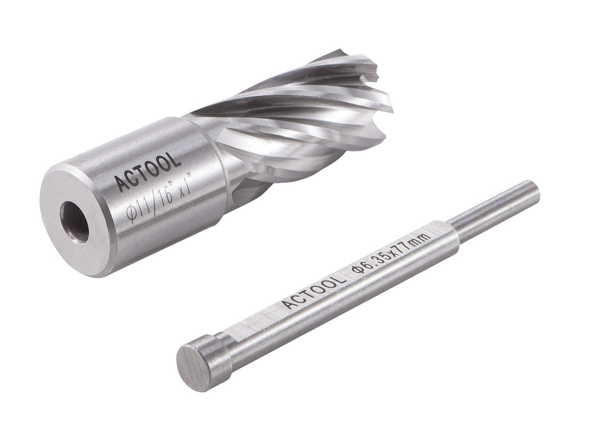 ACTOOL 11/16" Diameter × 1" Depth of Cut HSS ANNULAR Cutter with 3/4'' Weldon Shank ACTOOL