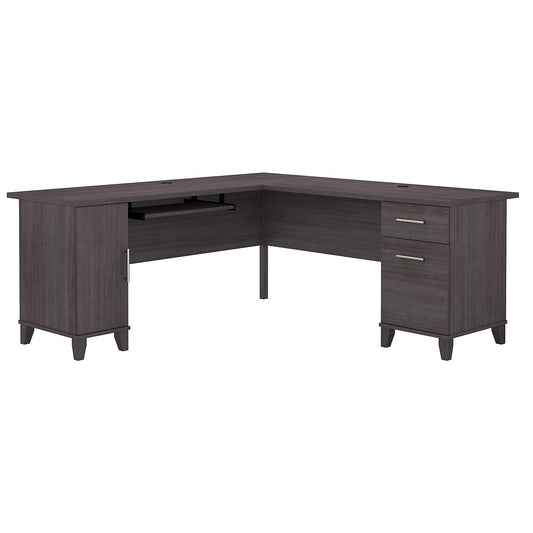 Bush Furniture Somerset L Shaped Desk with Storage | Corner Computer Table for Home Office, 72W, Storm Gray - WoodArtSupply