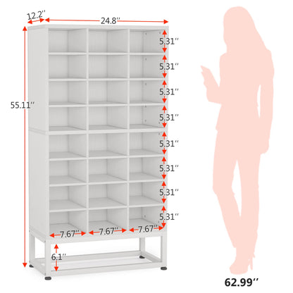 Tribesigns Shoe Storage Cabinet 55inch, 8-Tier Freestanding Cube Closet Organizers, 24 Pair White Shoe Rack Storage with Movable Partition Boards for Hallway, Bedroom, Closet, Entryway - WoodArtSupply