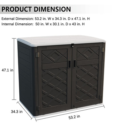 KINYING Larger Outdoor Storage Shed Weather Resistance, Resin Sheds & Outdoor Storage for Garden, Patios, Backyards, 48 Cu.Ft Tool Shed for Garbage Cans, Lawn Mower, Garden Tools,Black KINYING