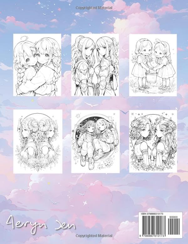 Anime Coloring Book: Zodiac Gemini: Manga Art & Anime Enthusiasts Stress Relief Adult Coloring (Anime Zodiac Signs) Majosta