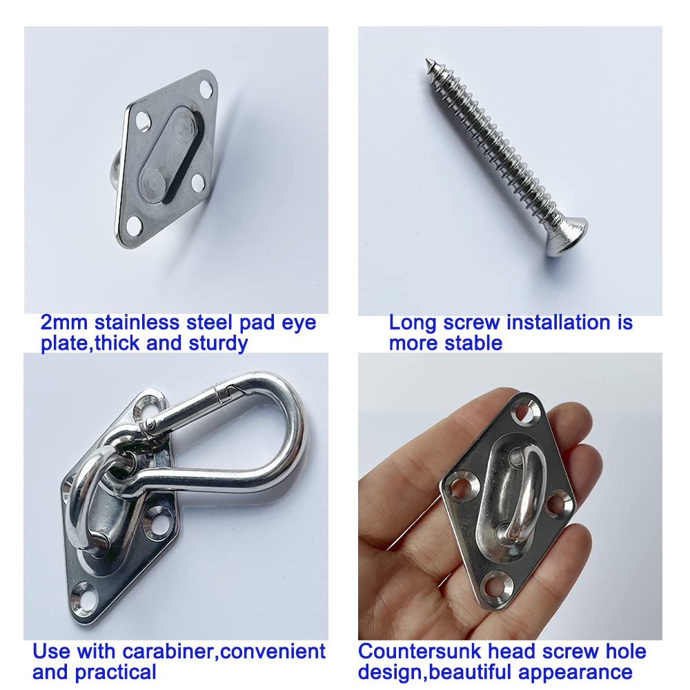 Yaoeruqi 2 Pack Heavy Duty Hammock Hanging Kit – Stainless Steel Hammock Hooks for Wall,Ceiling Mounting | Compatible with Hammock Chairs,Tree Swings,Yoga Swings & Shade Sails Yaoeruqi