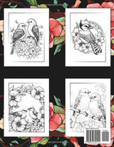 Birds & Flowers Coloring Book for Adults: 50 Unique Bird and Flower Coloring Designs for Relaxation Majosta