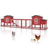 Magazoopet 158" L Large Chicken Coop with Run, Chicken House with Nesting Boxes, Wheels, Outdoor Mobile Hen Chicken Coop Poultry Cage with Removable Tray, Ramp (Red) Magazoopet