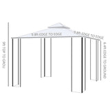 Outsunny 10' x 10' Patio Gazebo with Corner Frame Shelves, Double Roof Outdoor Gazebo Canopy Shelter with Netting for Patio, Wedding, Catering & Events, Cream White Outsunny