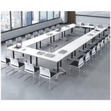 Conference Table,Modern Office Folding Flip Top Mobile Training Table The Table with Wheels is Convenient and Fast,Suitable for Office,Meeting Room,classr White,1pack(47.2×23.6×29.5in) UDHSV