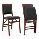 Giantex Folding Dining Chairs Set of 2, Foldable Wood Kitchen Chairs with Padded Seat, Solid Wood Frame, Max Load 400 Lbs, No Assembly Easy to Store Wooden Dining Chairs for Apartment, Small Space Giantex