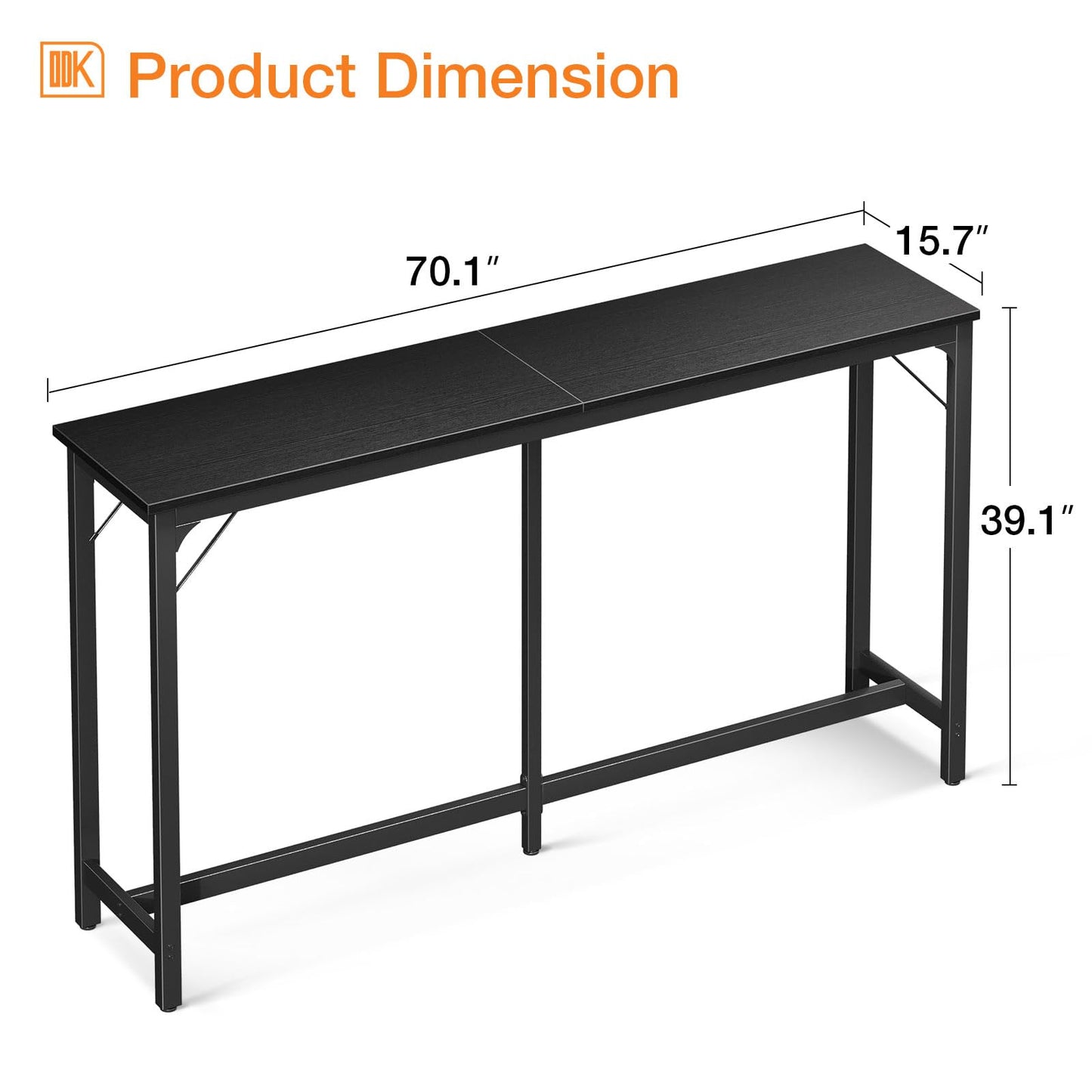 ODK 71 Inch Versatile Black Bar Table – Stylish Industrial High Top Dining and Pub Table