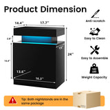 Breezestival 17" Nightstand with LED Lights Set of 2, Night Stand Bedside Table with Open Compartment, Modern End Side Table with Storage for Bedroom, Black Breezestival