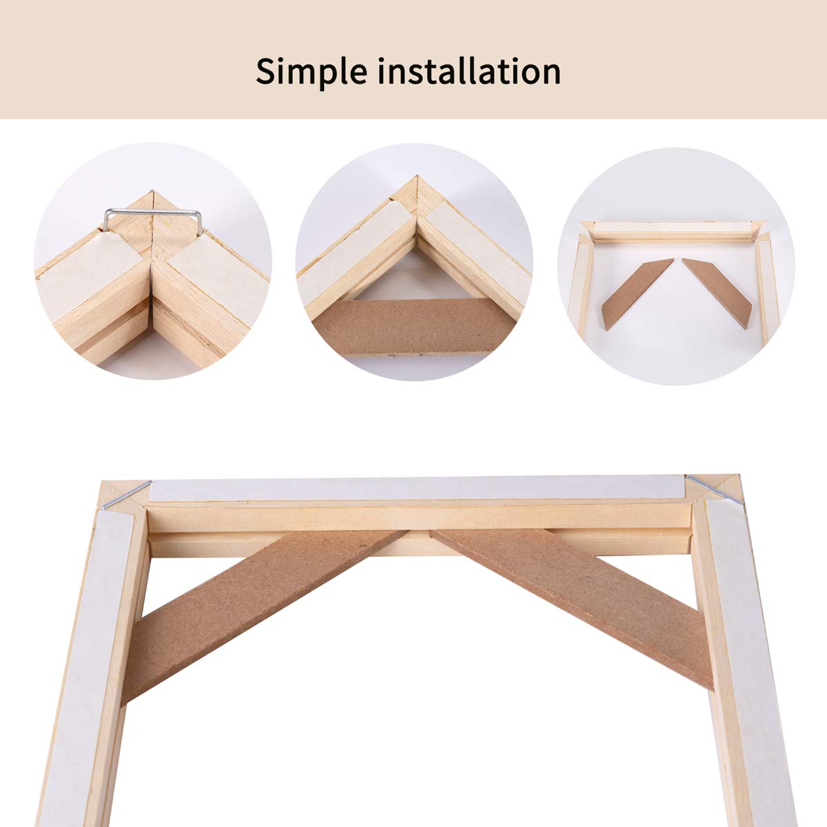 Canvas Frame, 36 x48 Inch Stretcher Bars Wood Kits with Accessories for Oil Painting and Picture Wall Art Prixas Print