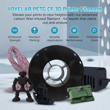 VOXELAB Carbon Fiber PETG 3D Printer Filament, PETG Carbon Fiber Black Filament 1.75mm 1KG (2.2 LBS) 1 Spool, 3D Printing Material, Dimensional Accuracy +/- 0.02 mm, PETG CF Black Voxelab