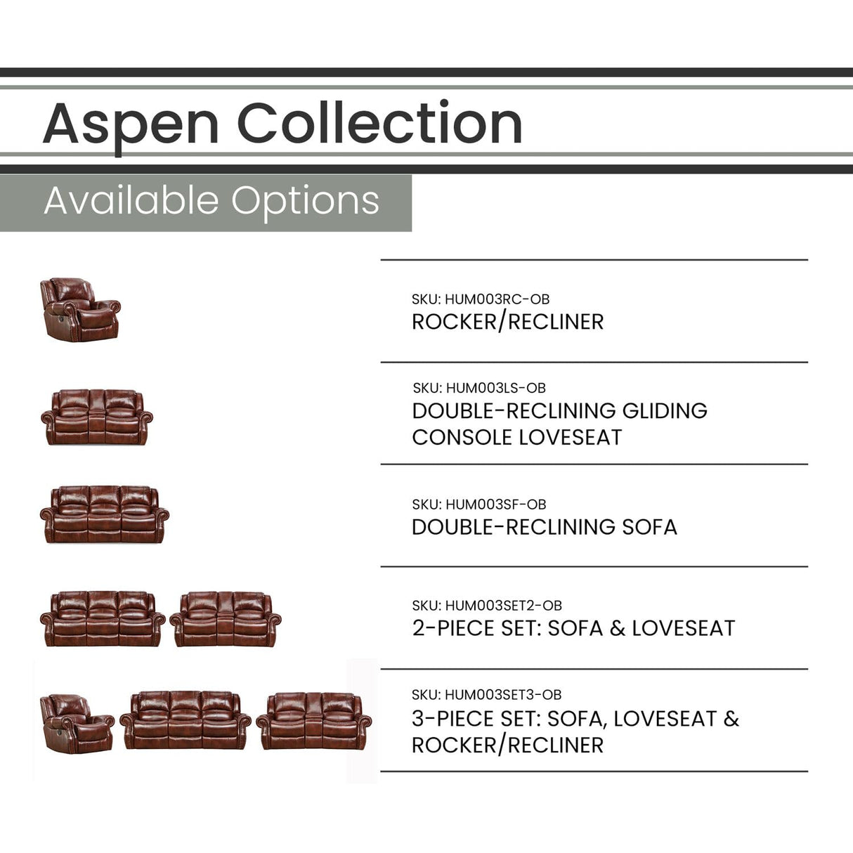 Hanover Aspen Rocker Recliner Chair, 100% Genuine Leather Deep-Seating Rocker for Living Room, Family Room, Den, or Man Cave, Space Saving Cushioned Rustic Armchair, Oxblood Hanover