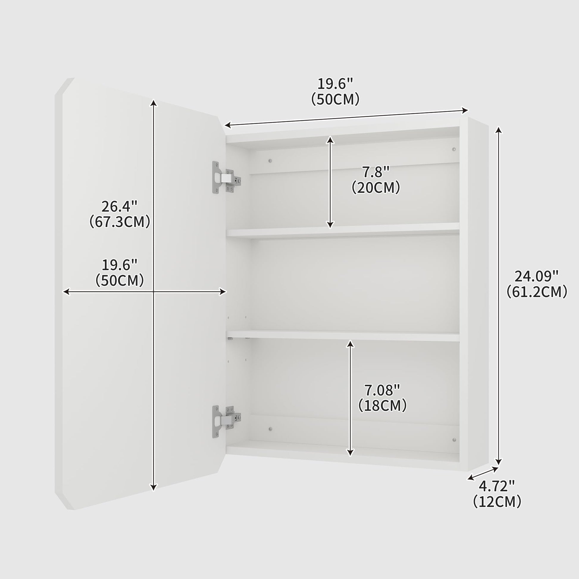 SOOWERY Medicine Cabinet Mirror 19.6" W x 26" H Bathroom Mirror with Storage Wall Mounted Medicine Mirror Cabinet Wood Organizer with Single Door Farmhouse Bathroom Storage Cabinet - WoodArtSupply