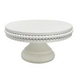 dwellington White Wash Display Wood Riser, 8.25inch Shabby Chic Pedestal Tray Decor with Beads, Farmhouse Display Stands for Coffee Bar, Bathroom, Kitchen Island (White) dwellington