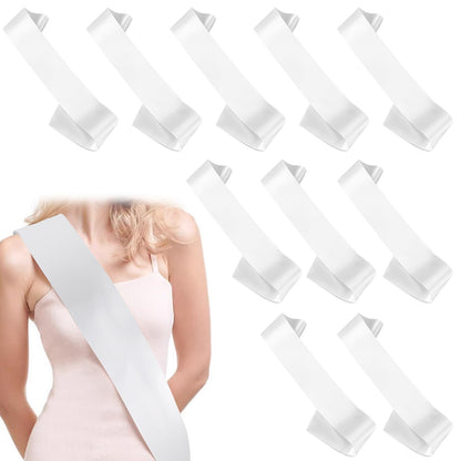 10 Pack Beauty Pageant Sashes Blank Satin Sashes White Sashes Blank for Pageants, Blank Sashes to Decorate Sashes, Plain White Sash, DIY Sash for Party Decorations,Wedding,Bridal Shower Birthday Party